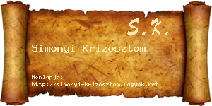 Simonyi Krizosztom névjegykártya